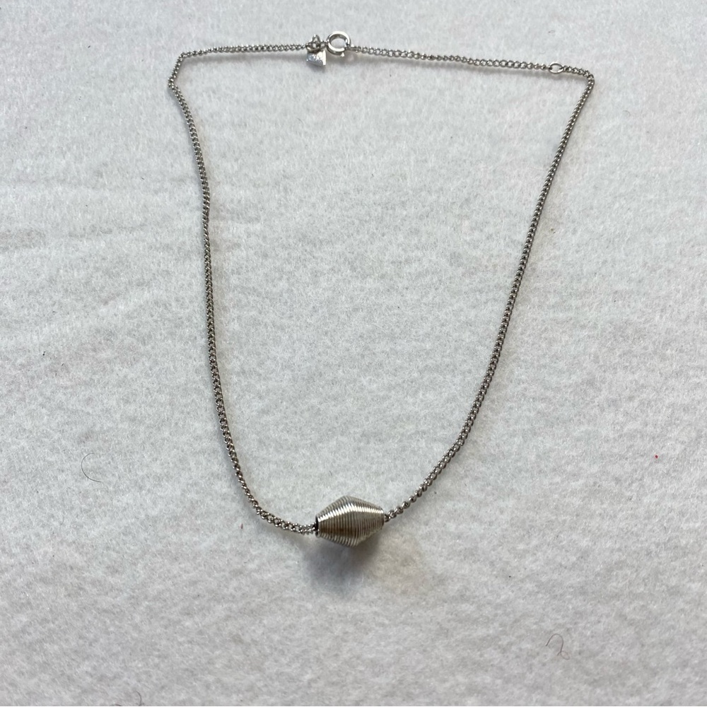 Sara Coventry Elegant Silver tone Necklace 15” Dainty Choker Coiled Bead Charm